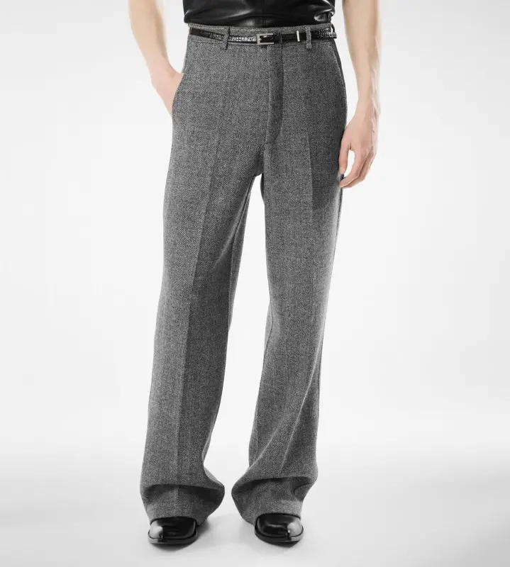 SHARKSKIN HERRINGBONE DOUBLE SPLITTABLE PANT BLACK AND WHITE online